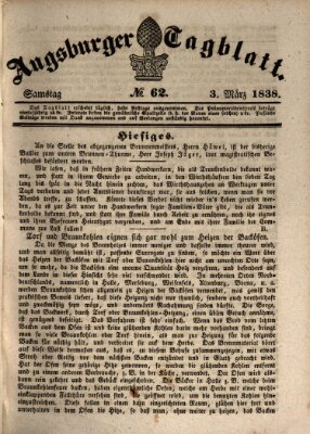 Augsburger Tagblatt Samstag 3. März 1838