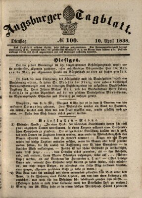 Augsburger Tagblatt Dienstag 10. April 1838