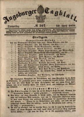 Augsburger Tagblatt Donnerstag 19. April 1838