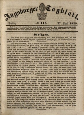 Augsburger Tagblatt Freitag 27. April 1838