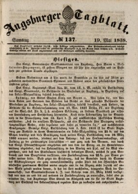 Augsburger Tagblatt Samstag 19. Mai 1838