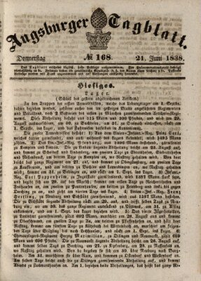 Augsburger Tagblatt Donnerstag 21. Juni 1838