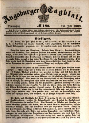 Augsburger Tagblatt Donnerstag 12. Juli 1838