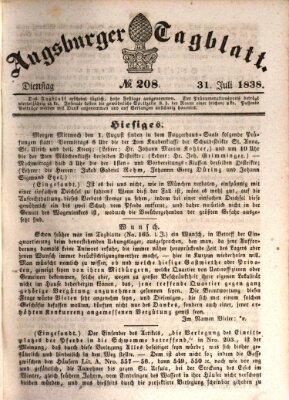 Augsburger Tagblatt Dienstag 31. Juli 1838