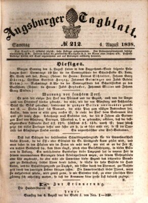 Augsburger Tagblatt Samstag 4. August 1838
