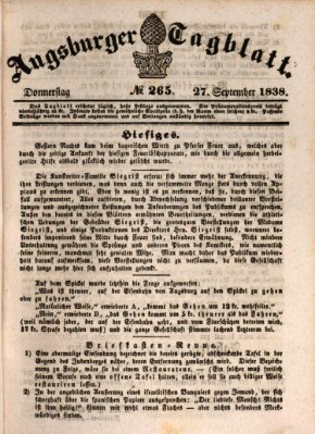 Augsburger Tagblatt Donnerstag 27. September 1838