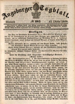 Augsburger Tagblatt Mittwoch 17. Oktober 1838