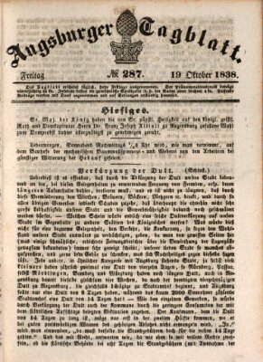 Augsburger Tagblatt Freitag 19. Oktober 1838