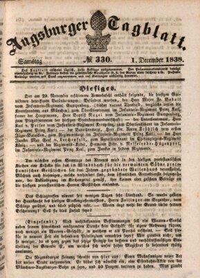 Augsburger Tagblatt Samstag 1. Dezember 1838