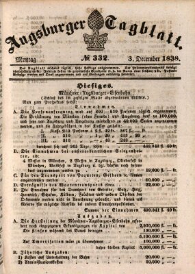 Augsburger Tagblatt Montag 3. Dezember 1838