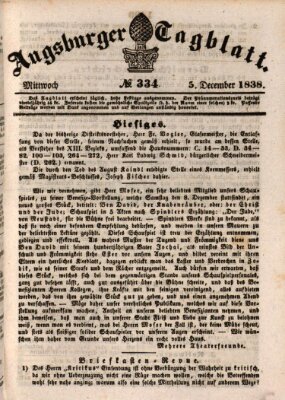 Augsburger Tagblatt Mittwoch 5. Dezember 1838