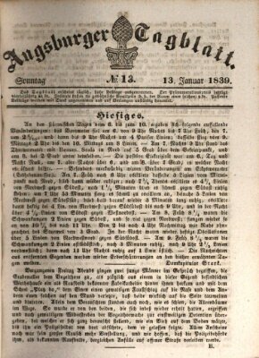 Augsburger Tagblatt Sonntag 13. Januar 1839