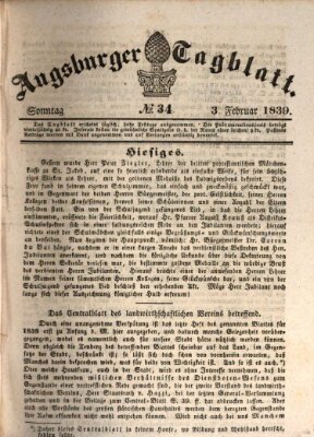 Augsburger Tagblatt Sonntag 3. Februar 1839