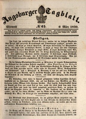Augsburger Tagblatt Mittwoch 6. März 1839