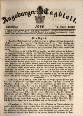 Augsburger Tagblatt Donnerstag 7. März 1839