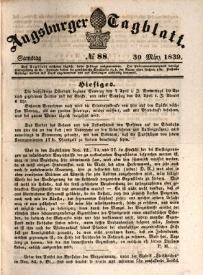 Augsburger Tagblatt Samstag 30. März 1839