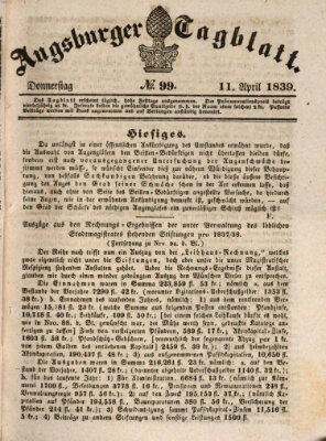 Augsburger Tagblatt Donnerstag 11. April 1839