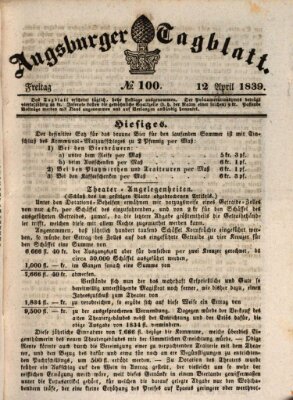 Augsburger Tagblatt Freitag 12. April 1839