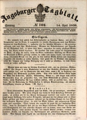 Augsburger Tagblatt Sonntag 14. April 1839