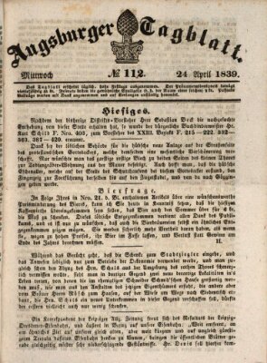 Augsburger Tagblatt Mittwoch 24. April 1839