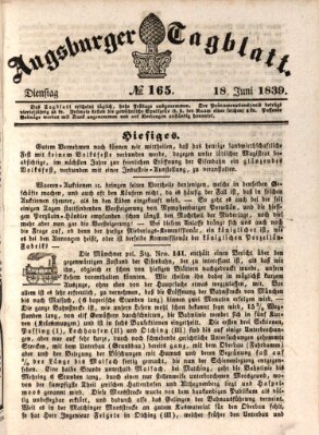 Augsburger Tagblatt Dienstag 18. Juni 1839