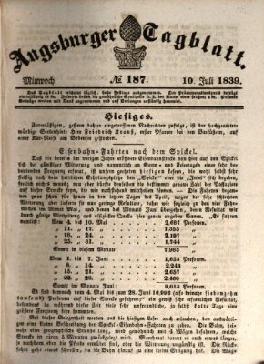 Augsburger Tagblatt Mittwoch 10. Juli 1839