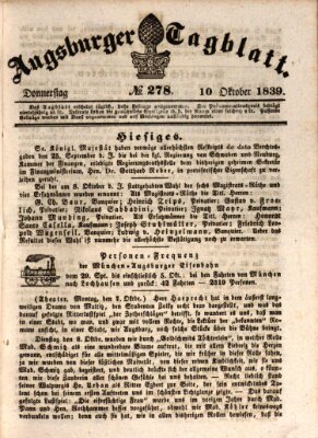 Augsburger Tagblatt Donnerstag 10. Oktober 1839