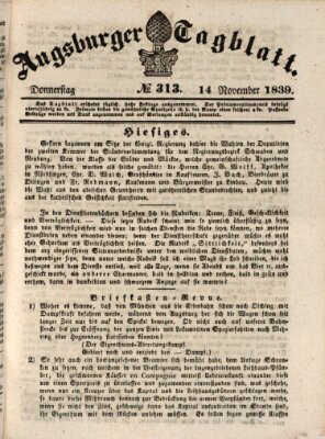 Augsburger Tagblatt Donnerstag 14. November 1839