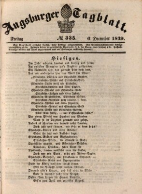 Augsburger Tagblatt Freitag 6. Dezember 1839