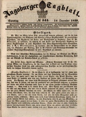 Augsburger Tagblatt Samstag 14. Dezember 1839