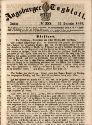 Augsburger Tagblatt Freitag 27. Dezember 1839