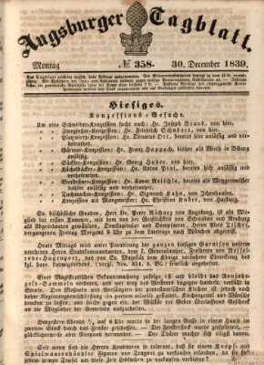 Augsburger Tagblatt Montag 30. Dezember 1839