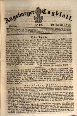 Augsburger Tagblatt Sonntag 12. Januar 1840
