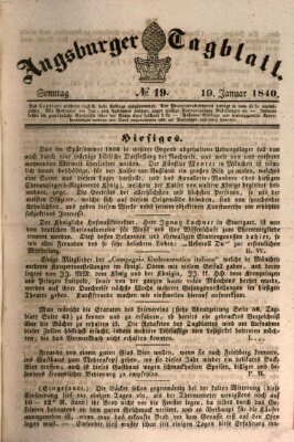 Augsburger Tagblatt Sonntag 19. Januar 1840