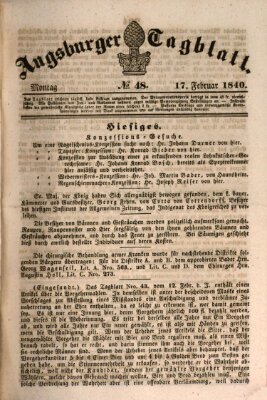 Augsburger Tagblatt Montag 17. Februar 1840