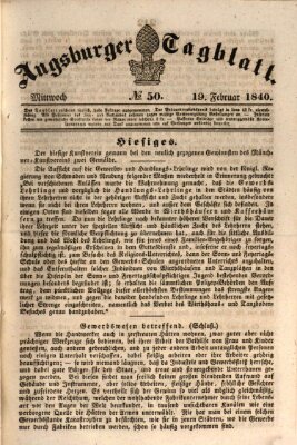 Augsburger Tagblatt Mittwoch 19. Februar 1840
