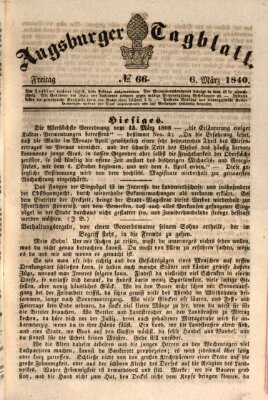 Augsburger Tagblatt Freitag 6. März 1840