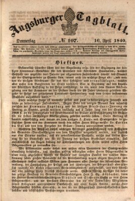 Augsburger Tagblatt Donnerstag 16. April 1840