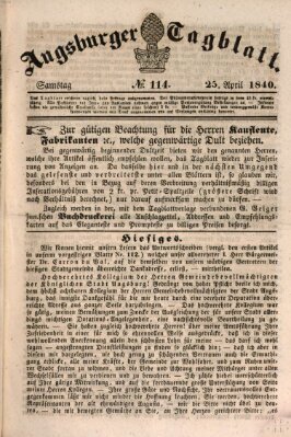 Augsburger Tagblatt Samstag 25. April 1840