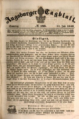Augsburger Tagblatt Samstag 11. Juli 1840