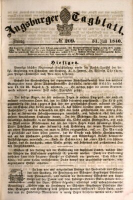 Augsburger Tagblatt Freitag 31. Juli 1840