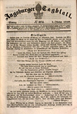 Augsburger Tagblatt Montag 5. Oktober 1840