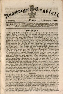 Augsburger Tagblatt Dienstag 3. November 1840