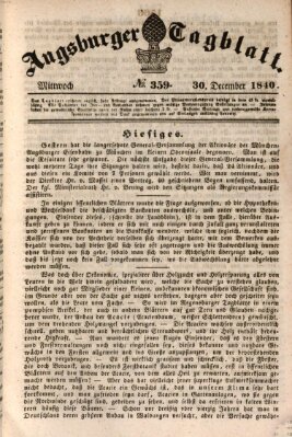 Augsburger Tagblatt Mittwoch 30. Dezember 1840