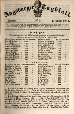 Augsburger Tagblatt Sonntag 3. Januar 1841