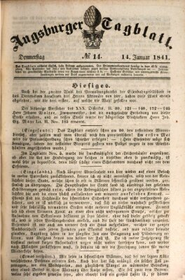 Augsburger Tagblatt Donnerstag 14. Januar 1841