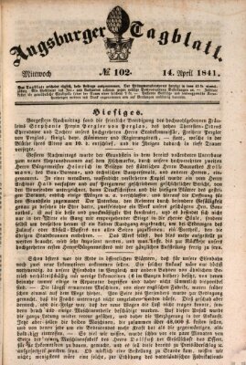 Augsburger Tagblatt Mittwoch 14. April 1841