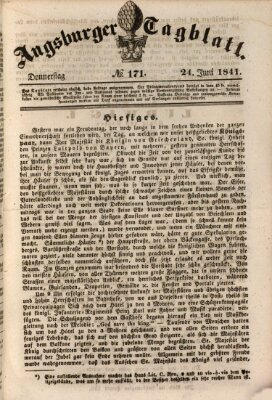 Augsburger Tagblatt Donnerstag 24. Juni 1841