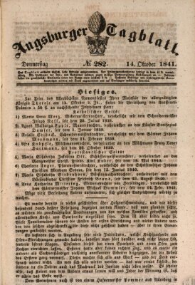 Augsburger Tagblatt Donnerstag 14. Oktober 1841
