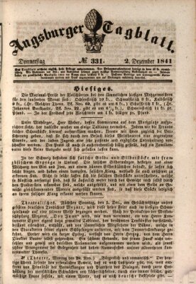 Augsburger Tagblatt Donnerstag 2. Dezember 1841